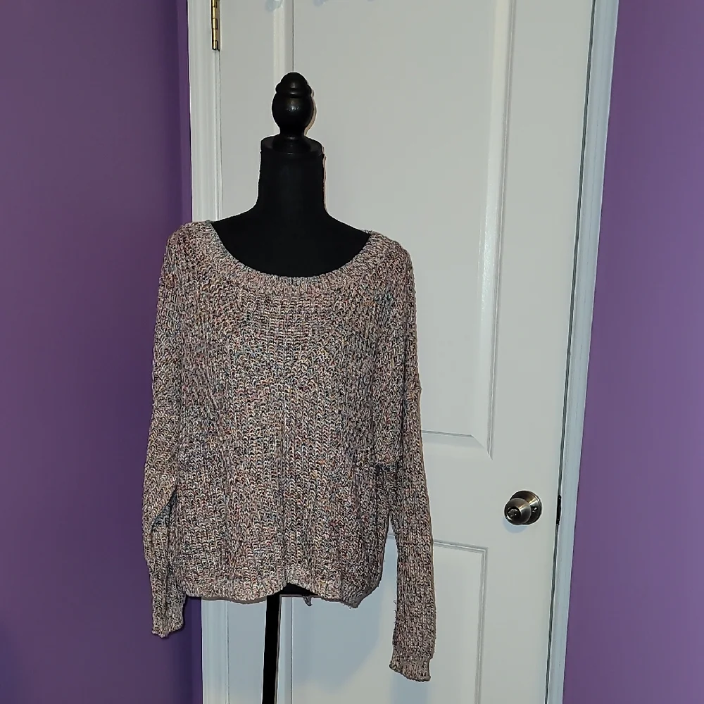 Express Women's Knit Cut Out Back Oversized Sweater - Multicolor Sz: S